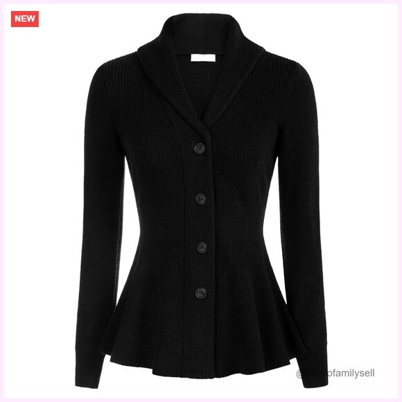 Sweaters - Vintage Shawl Lapel Cardigan Sweater, Button Down, Fall Winter Outwear